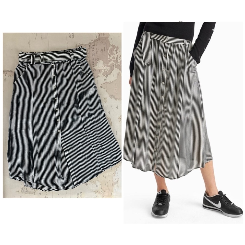 A.L.C. Silk Striped Button Down Skirt Size 8